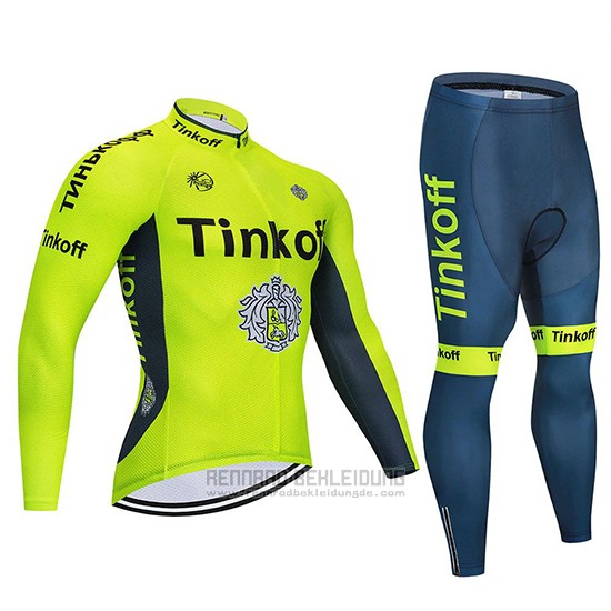 2020 Fahrradbekleidung Tinkoff Gelb Trikot Langarm und Tragerhose